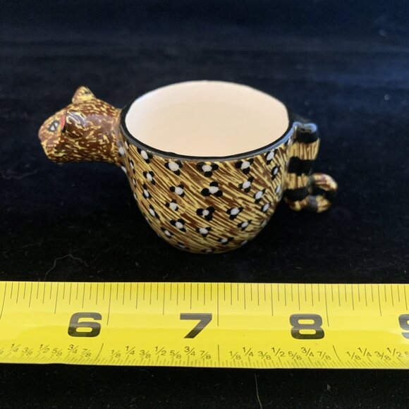 1999 Ardmore Studio Leopard Demitasse Cup South African Zulu Ceramic Pottery Vtg - Picture 3 of 12